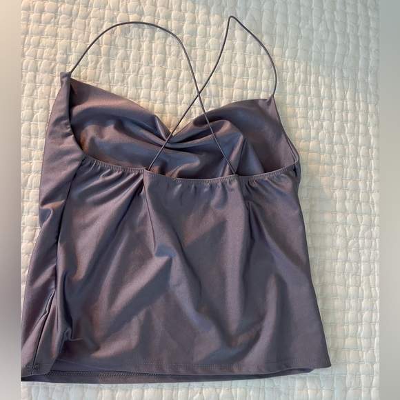 lulus satin lilac scowl neck top (size small) - Picture 1 of 3